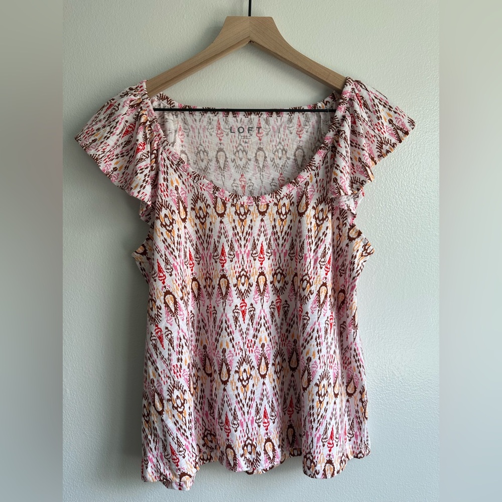 Loft Ikat Ruffle Tank Top Size Medium NWT - Picture 5 of 6
